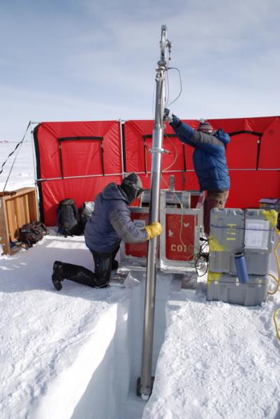 Collecting ice cores Antarctica