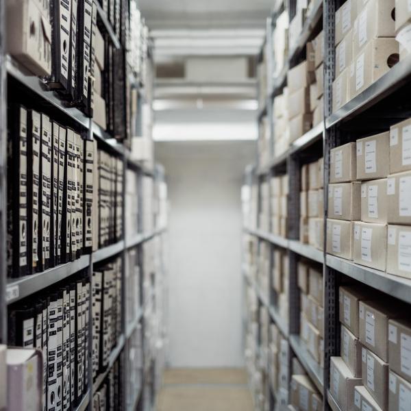 Shelves filled with files