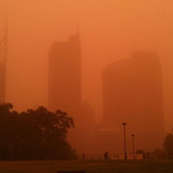 A city with lots of pollution.