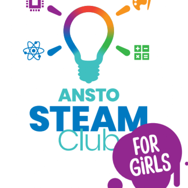 The logo for the ANSTO STEAM Club, with "For Girls" added.