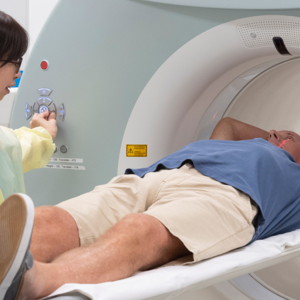Man receiving nuclear medicine scan