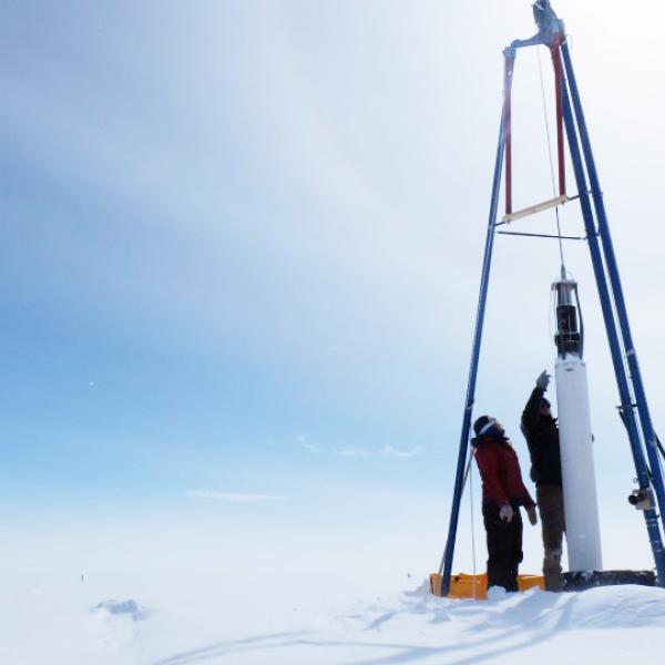 Collecting ice cores in the Arctic