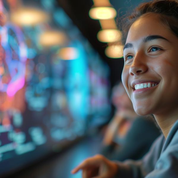Student looking at computer screen