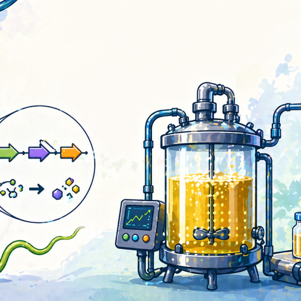 cartoon of synthetic biology production