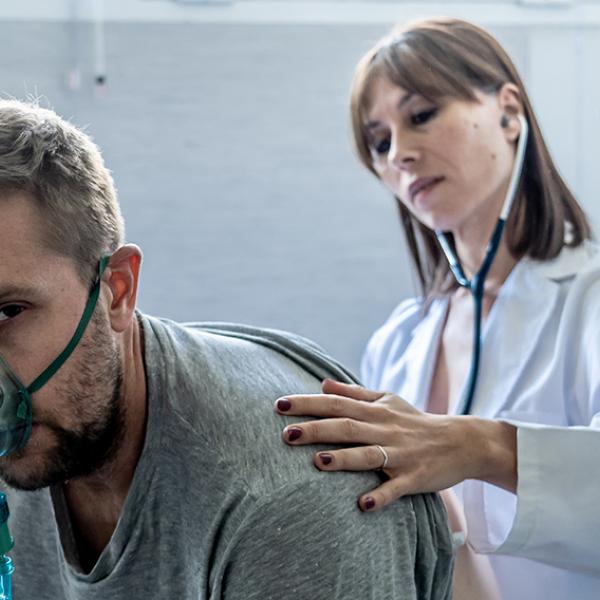 Man with oxygen mask