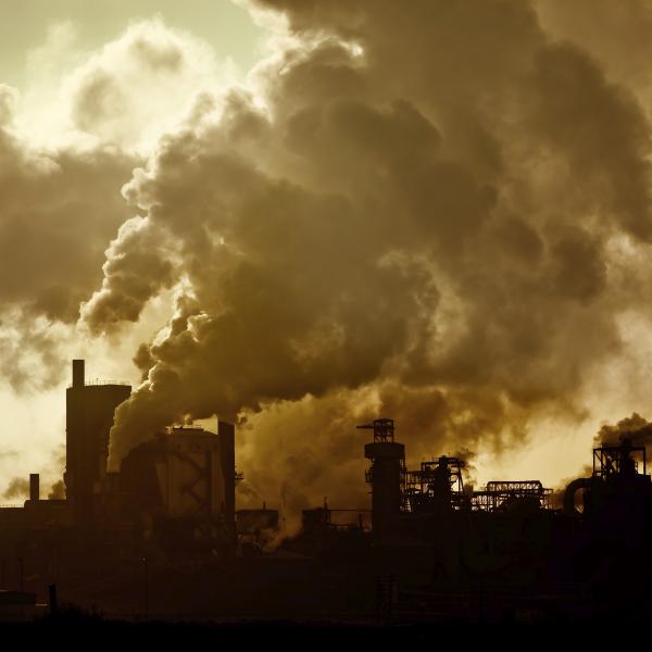 Pollution over industrial plant