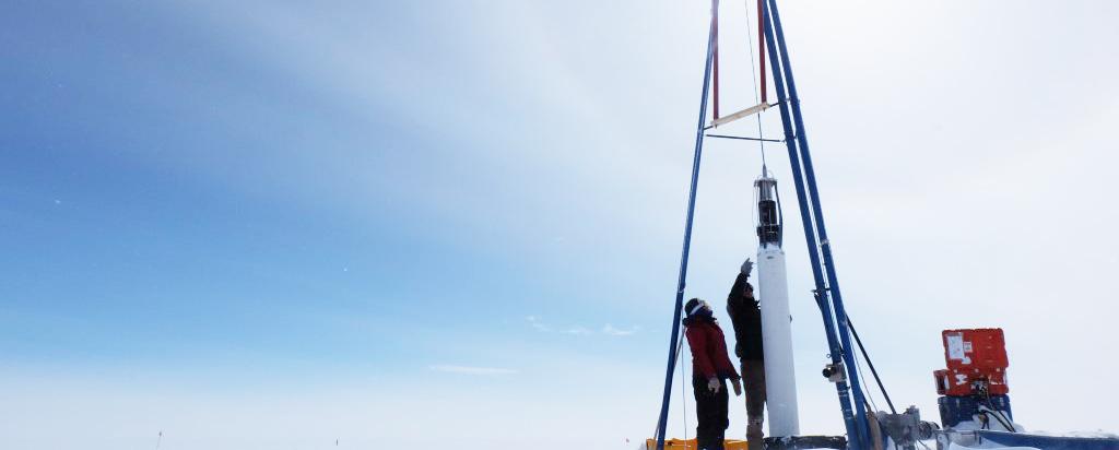 Collecting ice cores in the Arctic