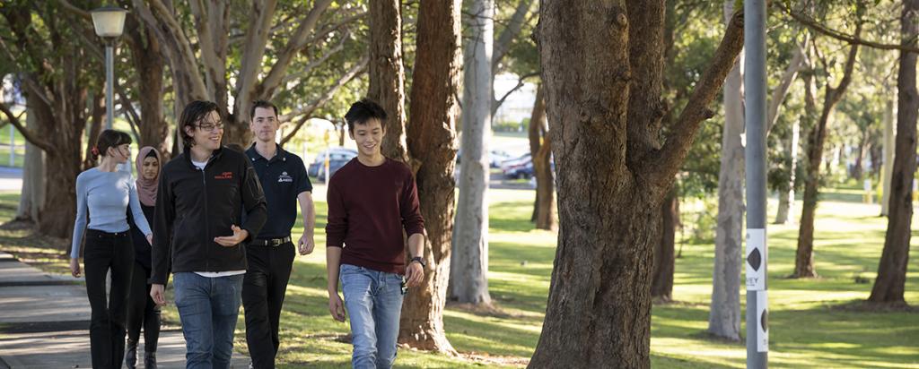 Graduates walking through campus at ANSTO, Lucas Heights