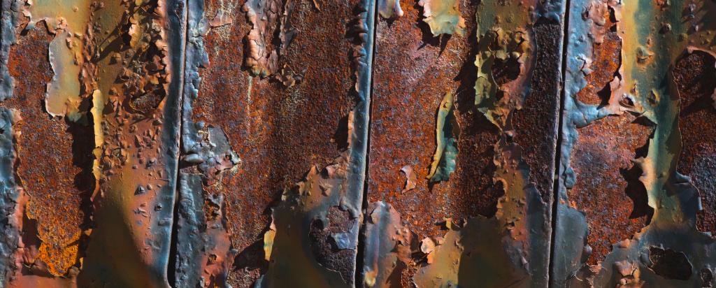 Details of rust and paint on metal.