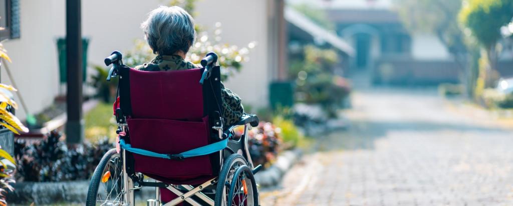 Elderly lady in wheelchair