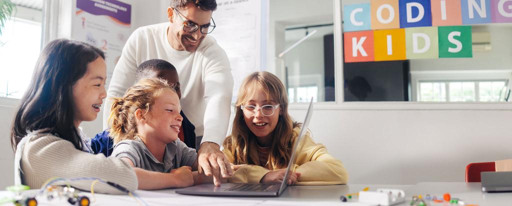 students on a laptop