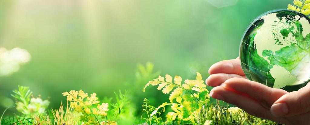 Hands Holding Globe Glass In Green Forest