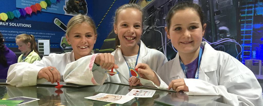 Children in an ANSTO workshop