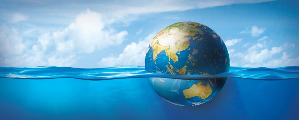 Earth floating in ocean