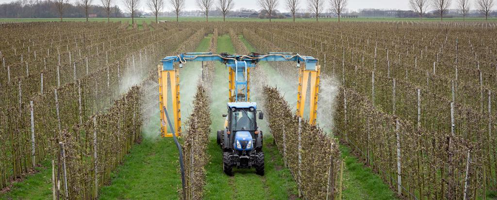 Modern orchard herbicide spraying