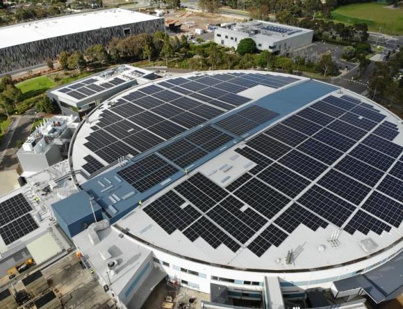 ANSTO's Australian Synchrotron with solar panels on the roof