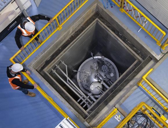 Waste transfer bunker showing intermediate liquid waste tank