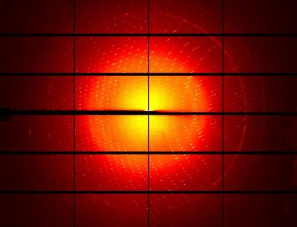 A false-colour image of protein diffraction data from MX3