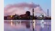 BHP Newcastle Steelworks at sunrise from across the Hunter River, September 24, 1997