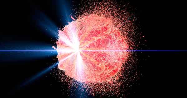 Radiation hitting cancer cell