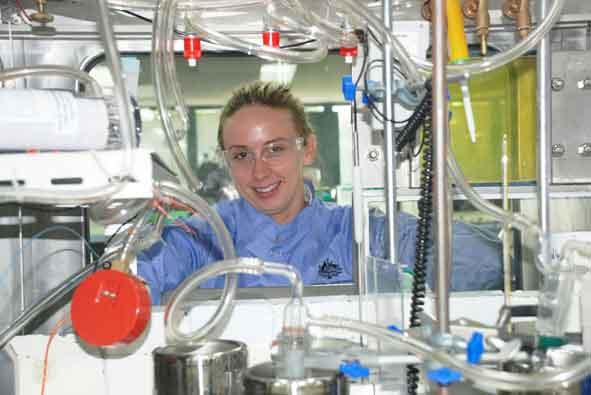 Leena Hogan in lab