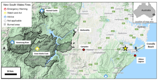 Map NSW fires
