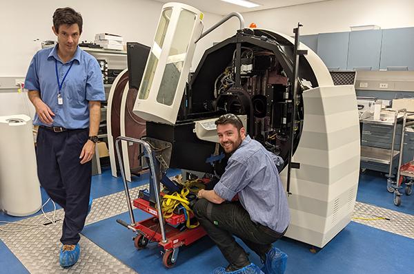 Pet scanner being disassembled