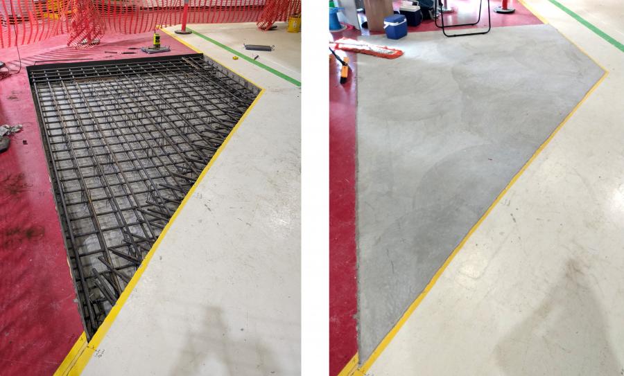 Photo of ADS-2 slab extension before and after concrete pour
