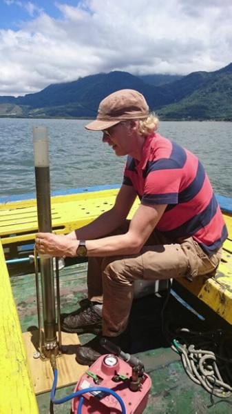 Henk Heijnis with sediment corer