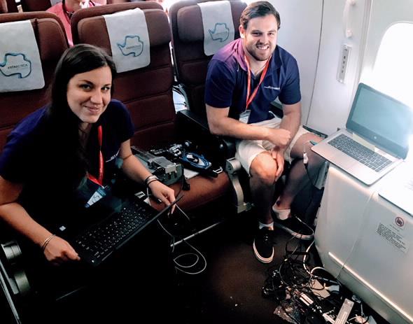 James and Perrachi aboard flight